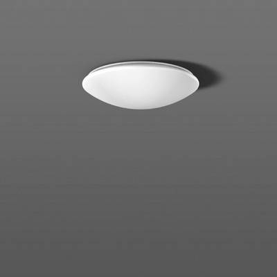 Un simple luminaire rond fixé à un plafond gris.