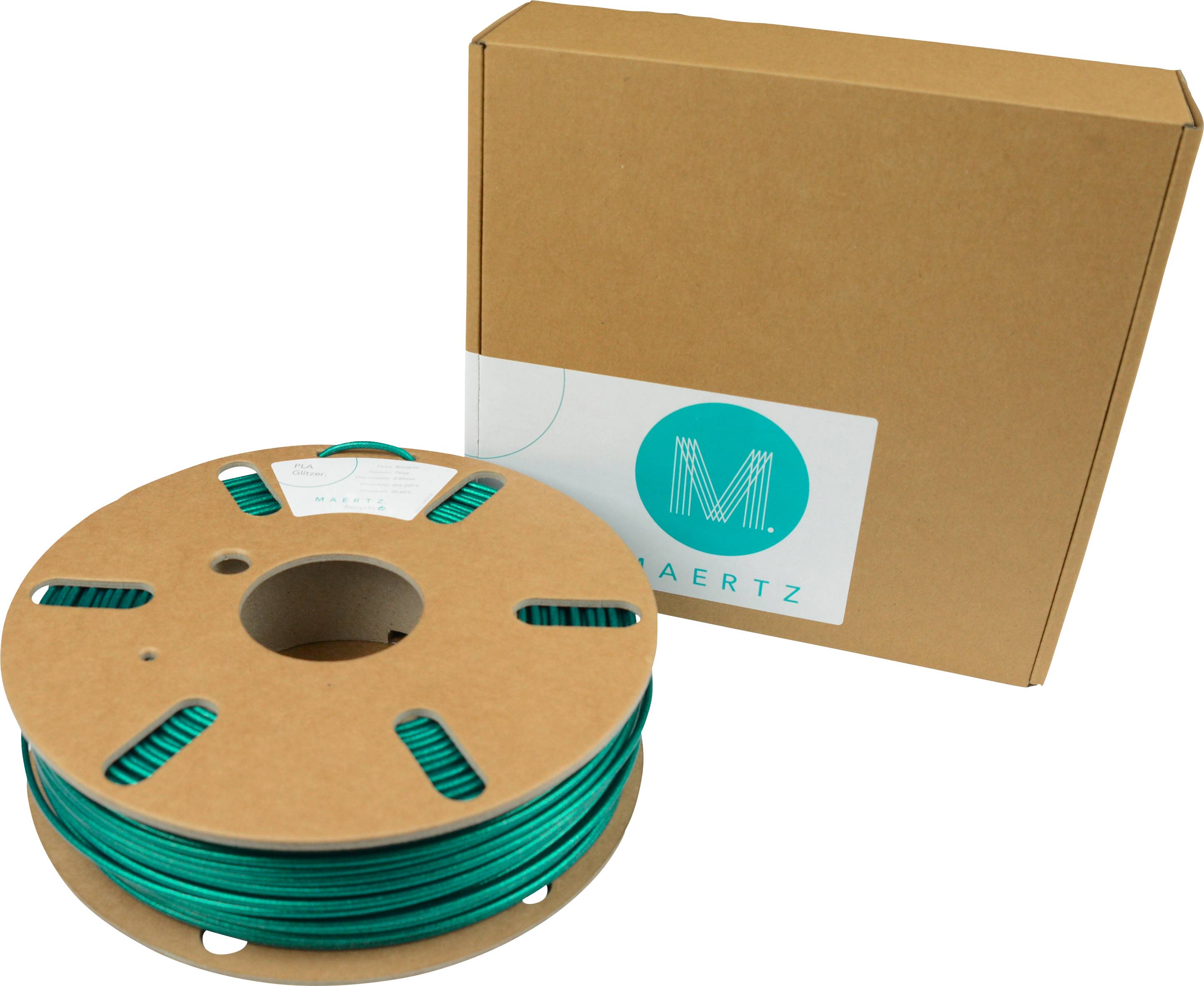 Maertz PMMA-1001-007 Polyactic-Acid Glitter Filament PLA 1.75 mm 750 g bleu-vert, effet scintillant 1 pc(s)-1