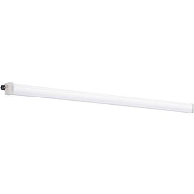 Tube LED blanc, forme rectangulaire, avec connexion visible à une extrémité. Adapté pour l'éclairage intérieur.
