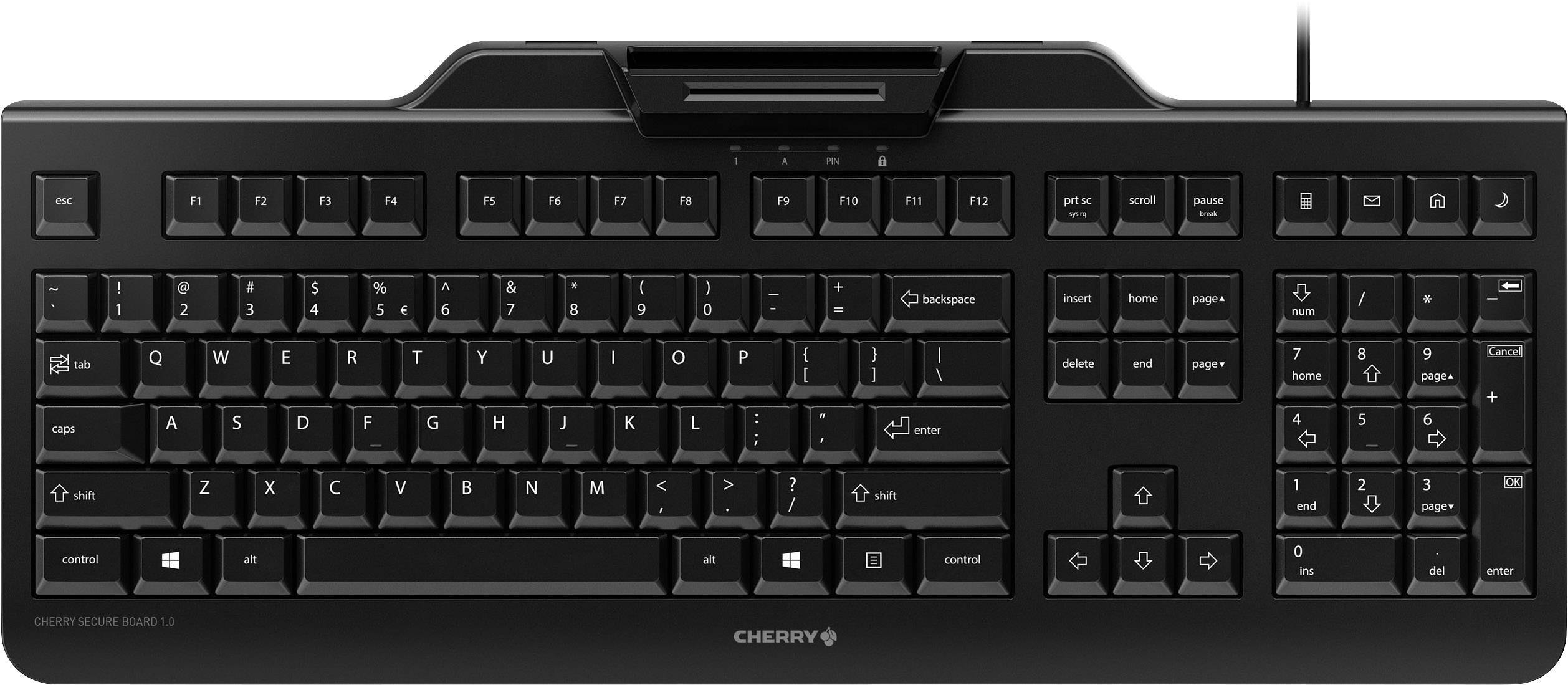 CHERRY Secure Board 1.0 USB Clavier français, AZERTY noir lecteur de