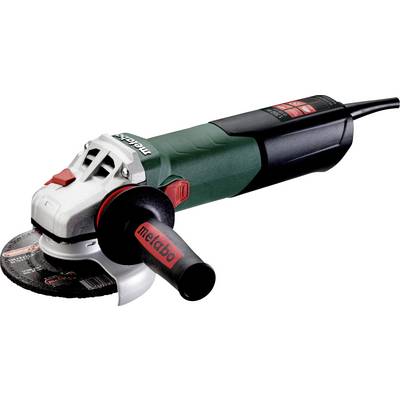 Meuleuse d'angle avec disque de coupe attaché et poignée latérale, présentée en vert et noir avec des accents rouges sur un fond blanc