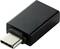 Un adaptateur noir USB-C est illustré, qui est utilisé pour les connexions avec divers appareils.