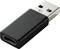 Un adaptateur USB avec boîtier noir, convertissant de USB-A à USB-C. Compact et adapté pour la connexion entre différents appareils.