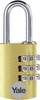 YALE YE3CB/20/121/1/GO Cadenas 20 mm or avec serrure à combinaison