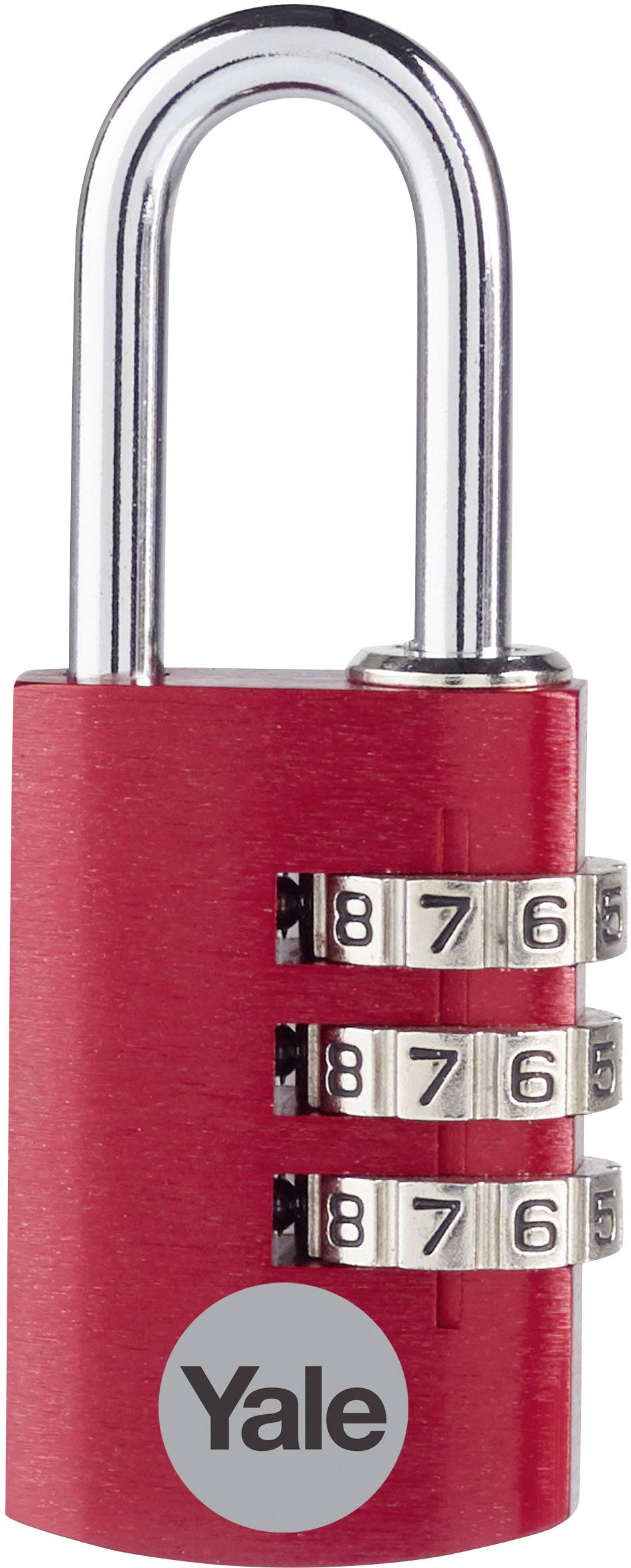 Un cadenas à chiffres rouge avec trois rouleaux de chiffres réglés sur '876'. Le cadenas est destiné à des fins de sécurité.
