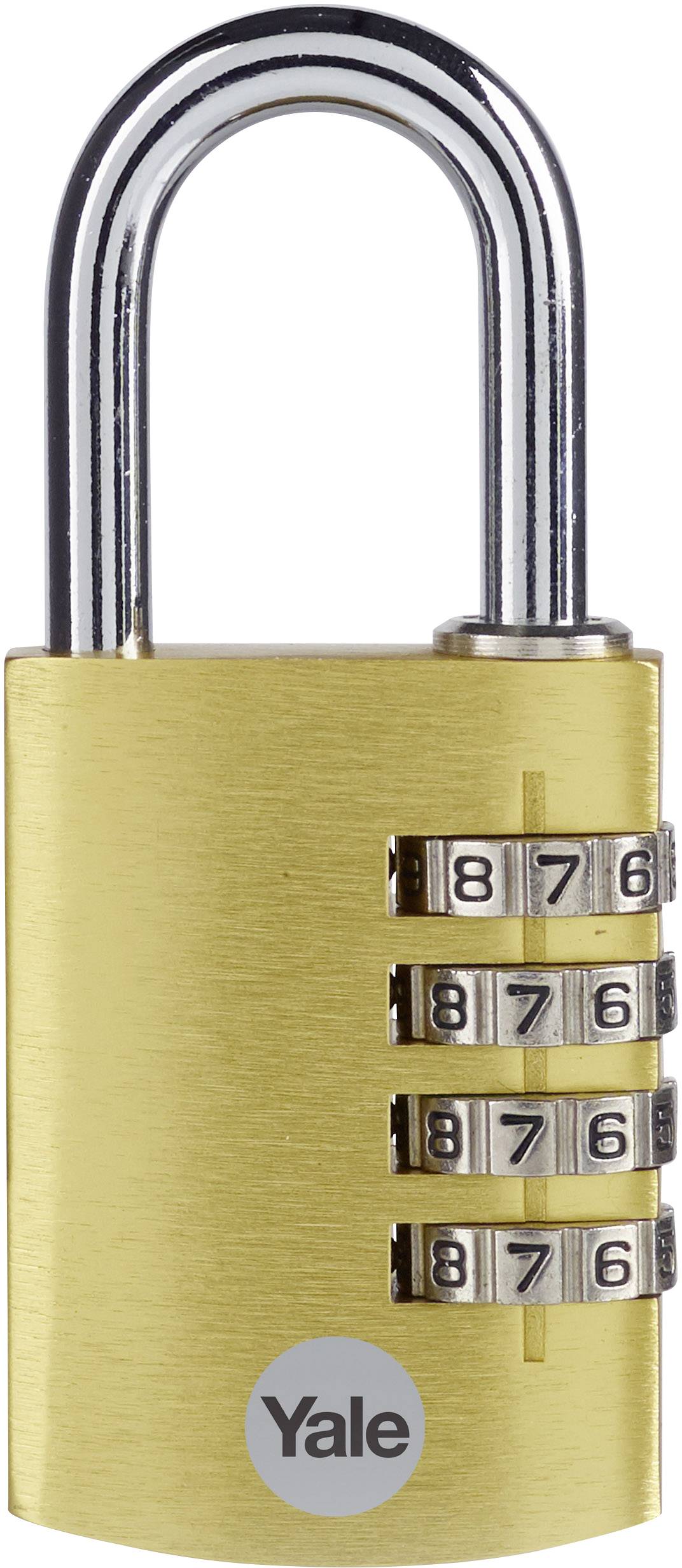 Un cadenas doré avec un affichage numérique à quatre chiffres.