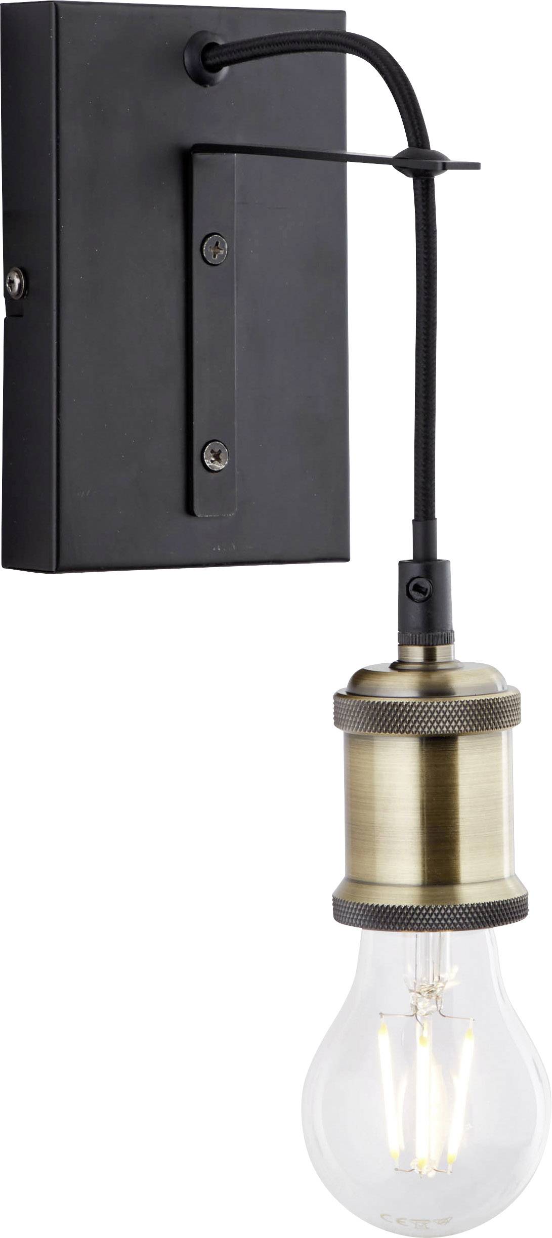 Brilliant Ugolin 99092/76 Applique E27 40 W noir, laiton antique (brossé)