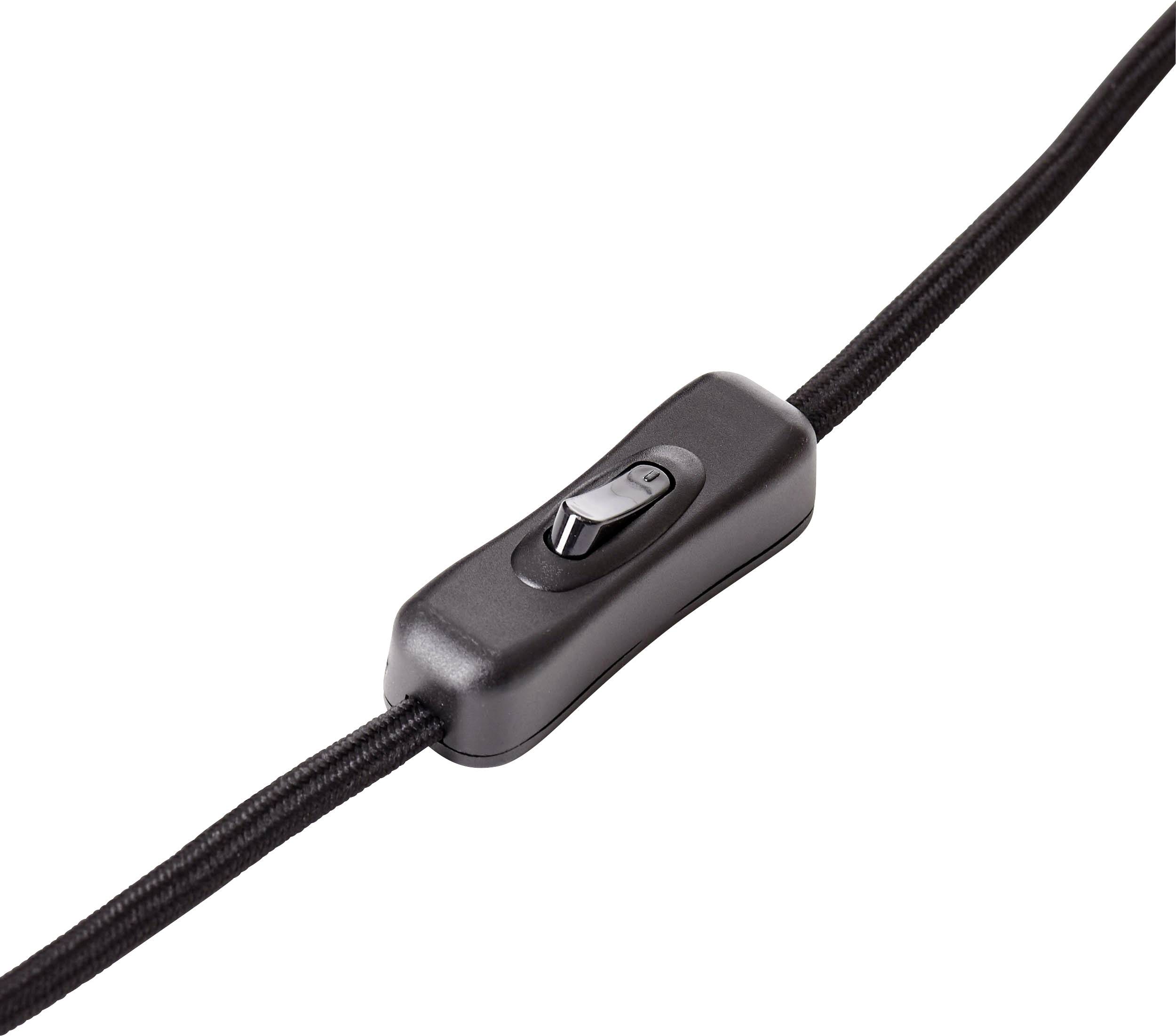 Un interrupteur à bascule noir se trouve sur un câble noir.