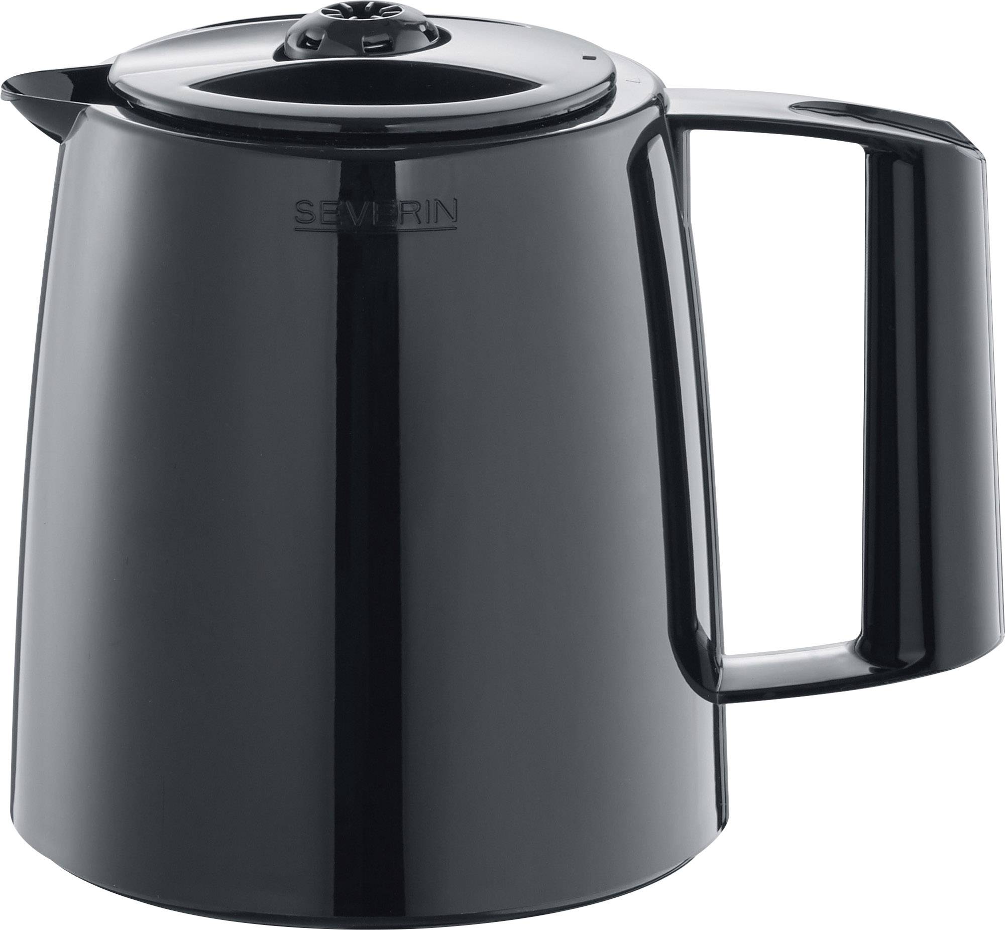 Bouilloire électrique noire avec bec verseur et poignée, adaptée pour l'eau chaude ou le thé.