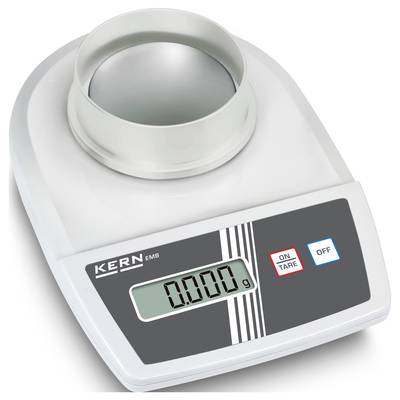 Balance de cuisine numérique avec affichage de '0,000 g' ; bouton pour tarer et éteindre. Marque 'KERN EMB'.