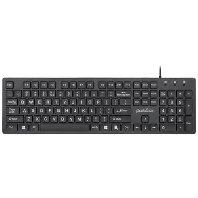 'Clavier intelligent, filaire, en noir avec une disposition complète incluant le pavé numérique et la rangée de touches de fonction.'