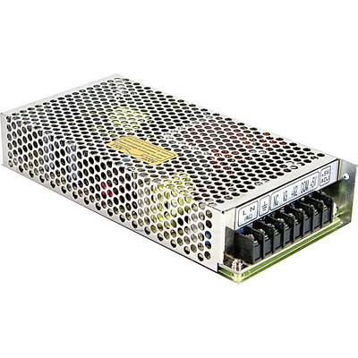 Unité d'alimentation électrique en courant continu métallique avec ventilation en nid d'abeilles. Plusieurs bornes de connexion visibles à l'avant.