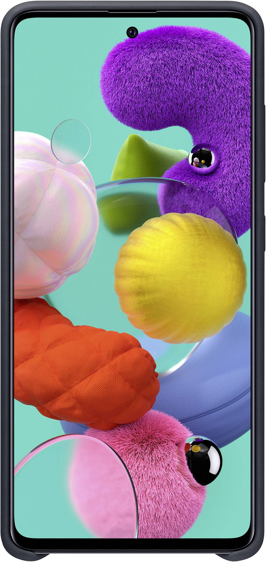 Smartphone à l'écran lumineux affichant des formes abstraites colorées.