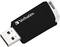 Une clé USB noire de la marque Verbatim avec un capuchon amovible, communément utilisée pour le stockage et le transfert de données.