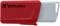 Une clé USB rouge avec connecteur gris de Verbatim.