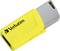 Clé USB jaune de la marque Verbatim avec capuchon amovible.