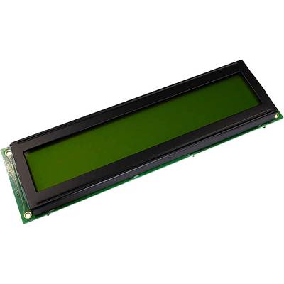 Écran LCD rectangulaire long, de couleur verte avec un cadre noir, utilisé pour afficher des informations, typiquement dans les appareils électroniques.