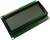 Un module d'affichage LCD rectangulaire avec un circuit imprimé vert et des broches de contact dorées sur le bord supérieur.