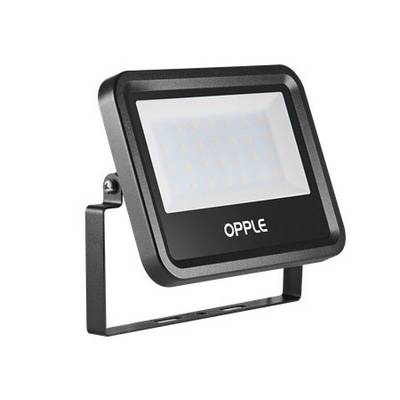 Un projecteur LED noir rectangulaire avec l'inscription 'OPPLE' sur l'avant et un support métallique réglable.