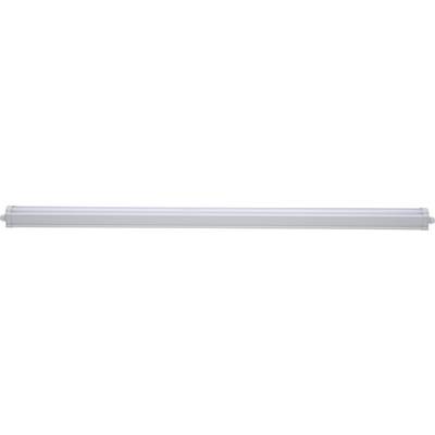 Un panneau lumineux LED rectangulaire et allongé avec un boîtier blanc. Idéal pour l'éclairage de plafond dans les bureaux ou les espaces de vie.