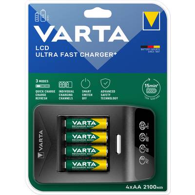 Varta LCD Ultra Fast Ch.+ 4x 56706 Chargeur de piles rondes NiMH LR03 (AAA), LR6 (AA)-4