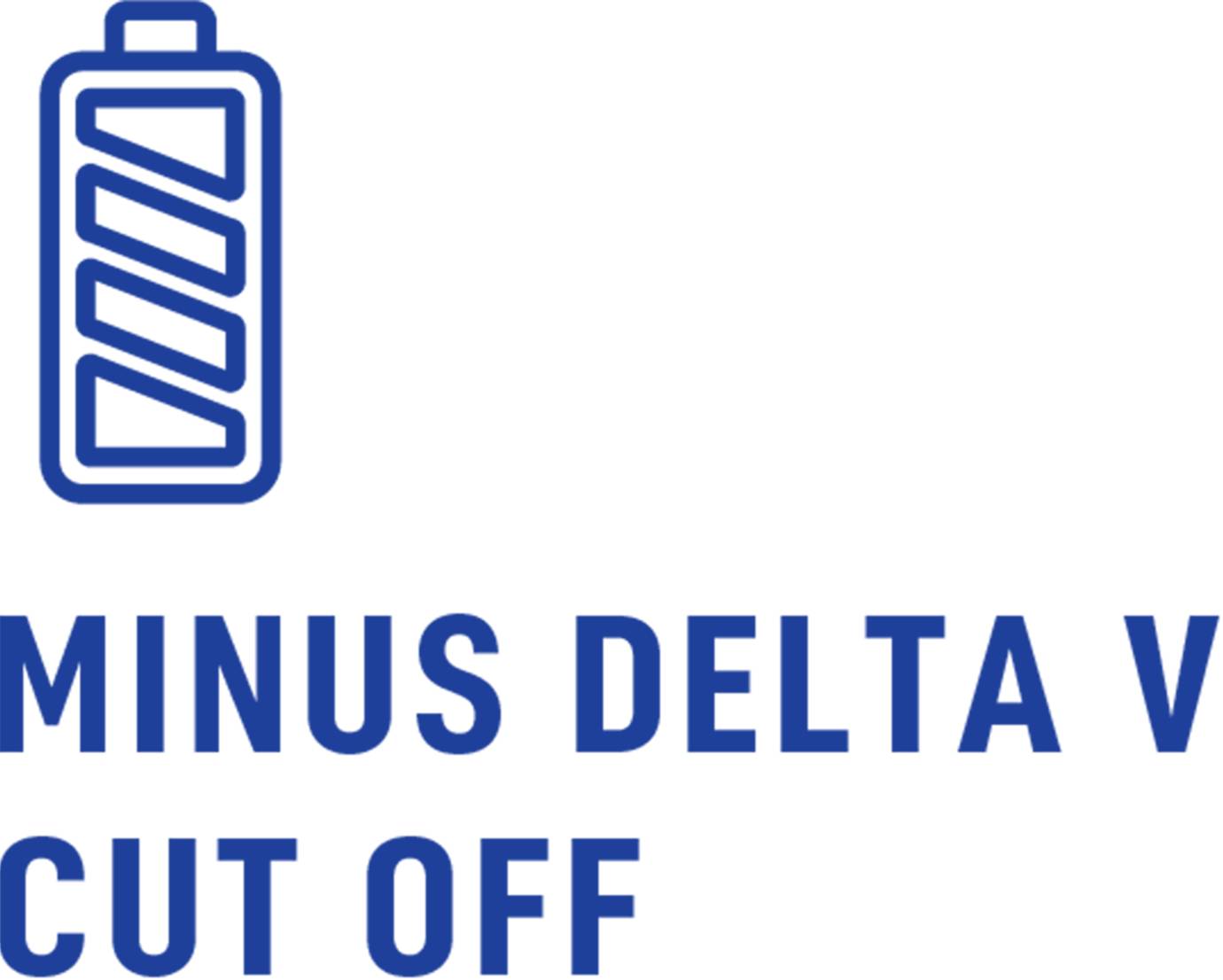 « Coupure de Delta V négatif » avec une icône de batterie affichant des rayures diagonales sur la gauche, transmettant un concept lié à l'alimentation électrique.
