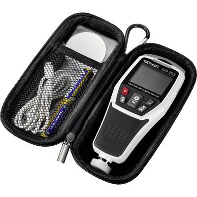 'CSD-2125 Appareil de mesure de densité avec accessoires, y compris batteries et câbles dans une pochette de protection noire à fermeture éclair.'
