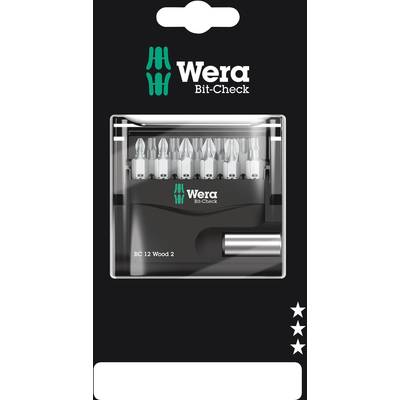 Wera Bit-Check 12 Wood 2 SB 05136391001 Jeu d'embouts 12 pièces 1/4" (6.3 mm) avec porte-embout