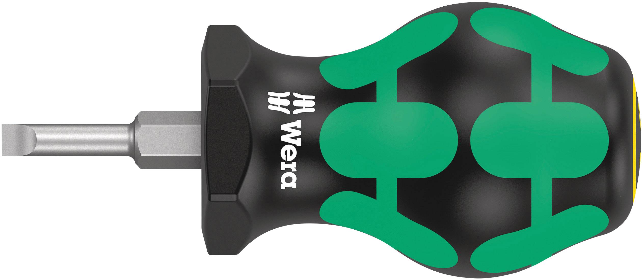 Tournevis avec poignée ergonomique noir et vert et embout interchangeable. Adapté pour des travaux de précision.