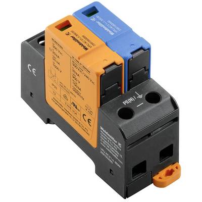 Dispositif de protection contre les surtensions comprenant un module orange et un module bleu, utilisé pour protéger les installations électriques contre les pics de tension.