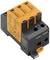 Un dispositif de protection contre les surtensions avec des modules orange et des zones de connexion noires, adapté aux systèmes de 400 V AC.