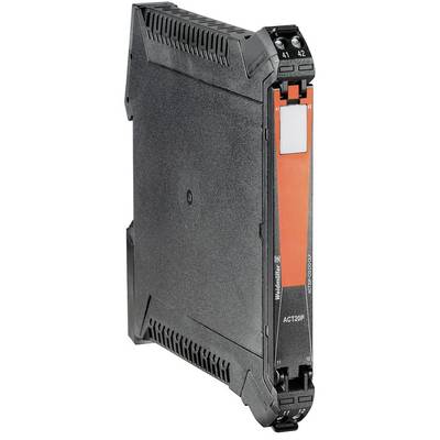 Un module électronique étroit et vertical avec un boîtier noir et une bande rouge, portant les inscriptions 'Wieland Electric' et 'ACT20P'. Connecté via des bornes situées sur le dessus.