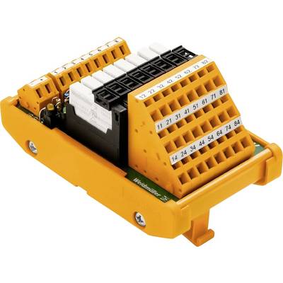 Un module de bornes électrique orange avec des emplacements de connexion numérotés, adapté aux applications industrielles.