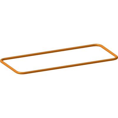 Un fil rectangulaire orange plié en un cadre fermé, représenté sur un fond blanc.