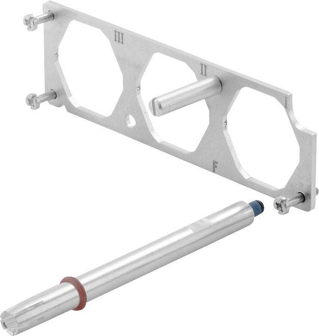 Ensemble d'outils de montage métalliques avec support rectangulaire et insert cylindrique. Utilisé pour un ajustement précis.