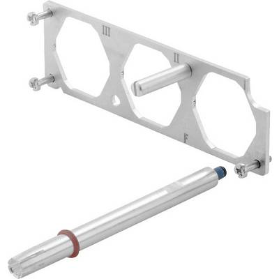 Ensemble d'outils de montage métalliques avec support rectangulaire et insert cylindrique. Utilisé pour un ajustement précis.