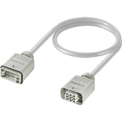 Câble gris, flexible, avec des connecteurs rectangulaires aux deux extrémités, adapté aux applications industrielles et à la transmission de données en temps réel.