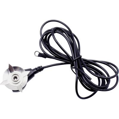 Support magnétique en argent avec câble noir, permet la connexion d'appareils sur des surfaces métalliques.