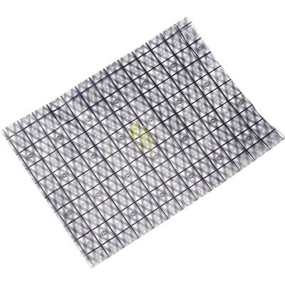 Tissu textile gris imprimé d'un motif quadrillé, tombant légèrement en diagonale. Il présente des surfaces à faible réflexion.