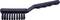Brosse de nettoyage noire à long manche et poils durs, adaptée pour récurer les surfaces.