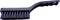 Brosse en plastique noir avec manche court et poils denses, adaptée au nettoyage de surfaces ou d'appareils.