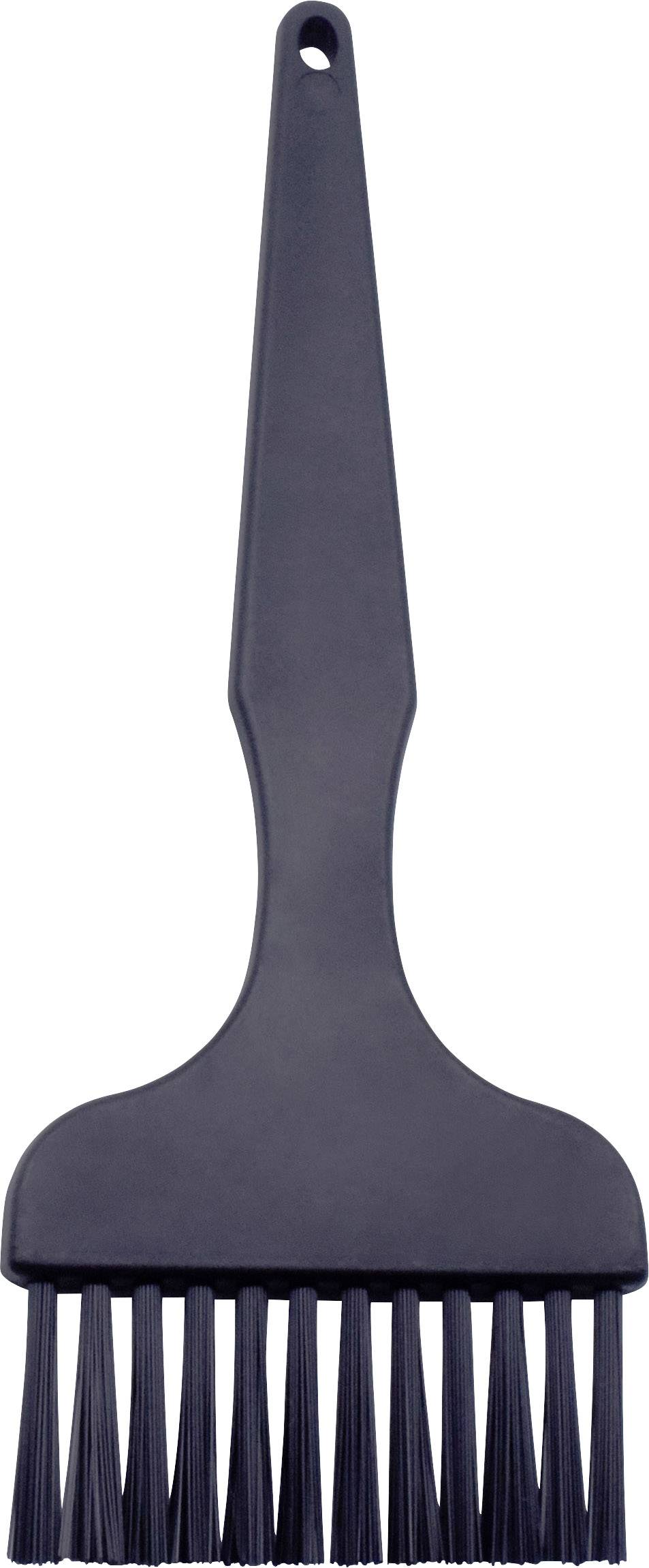 Pinceau de pâtisserie noir à poils longs avec un trou dans le manche pour la suspension. Idéal pour badigeonner des pâtisseries ou des aliments à griller.