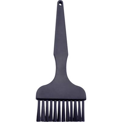 Pinceau de pâtisserie noir à poils longs avec un trou dans le manche pour la suspension. Idéal pour badigeonner des pâtisseries ou des aliments à griller.