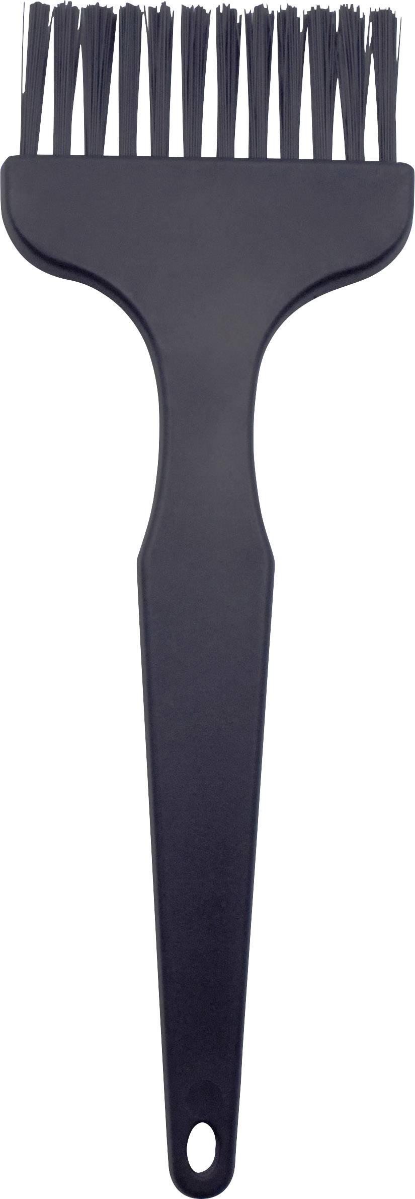 Un pinceau de cuisine noir avec un long manche et des poils en haut, adapté pour l'application de sauces lors de la cuisson ou du barbecue.