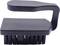 Brosse de nettoyage noire à tête rectangulaire et poignée ergonomique ; utilisée pour un nettoyage intensif.