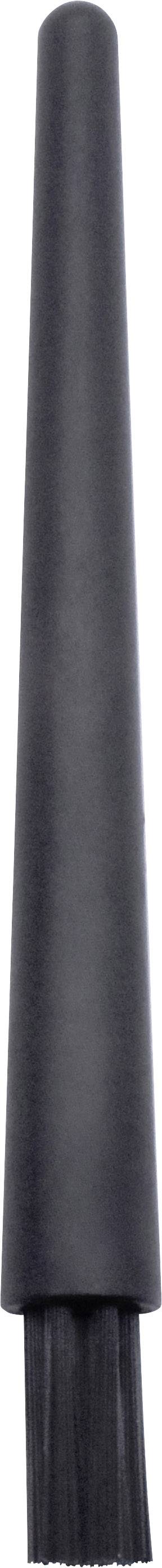 Un objet noir, conique, avec des brosses à son extrémité inférieure, probablement un outil de nettoyage ou un accessoire.