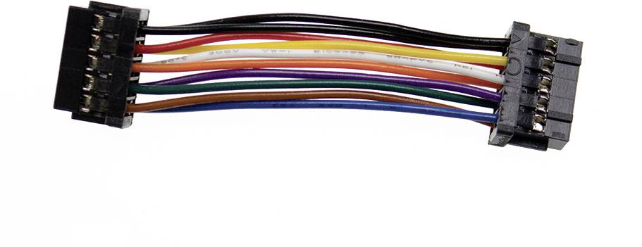 Un adaptateur de câble avec plusieurs fils colorés et des connecteurs à chaque extrémité, probablement adapté pour relier des appareils électroniques.