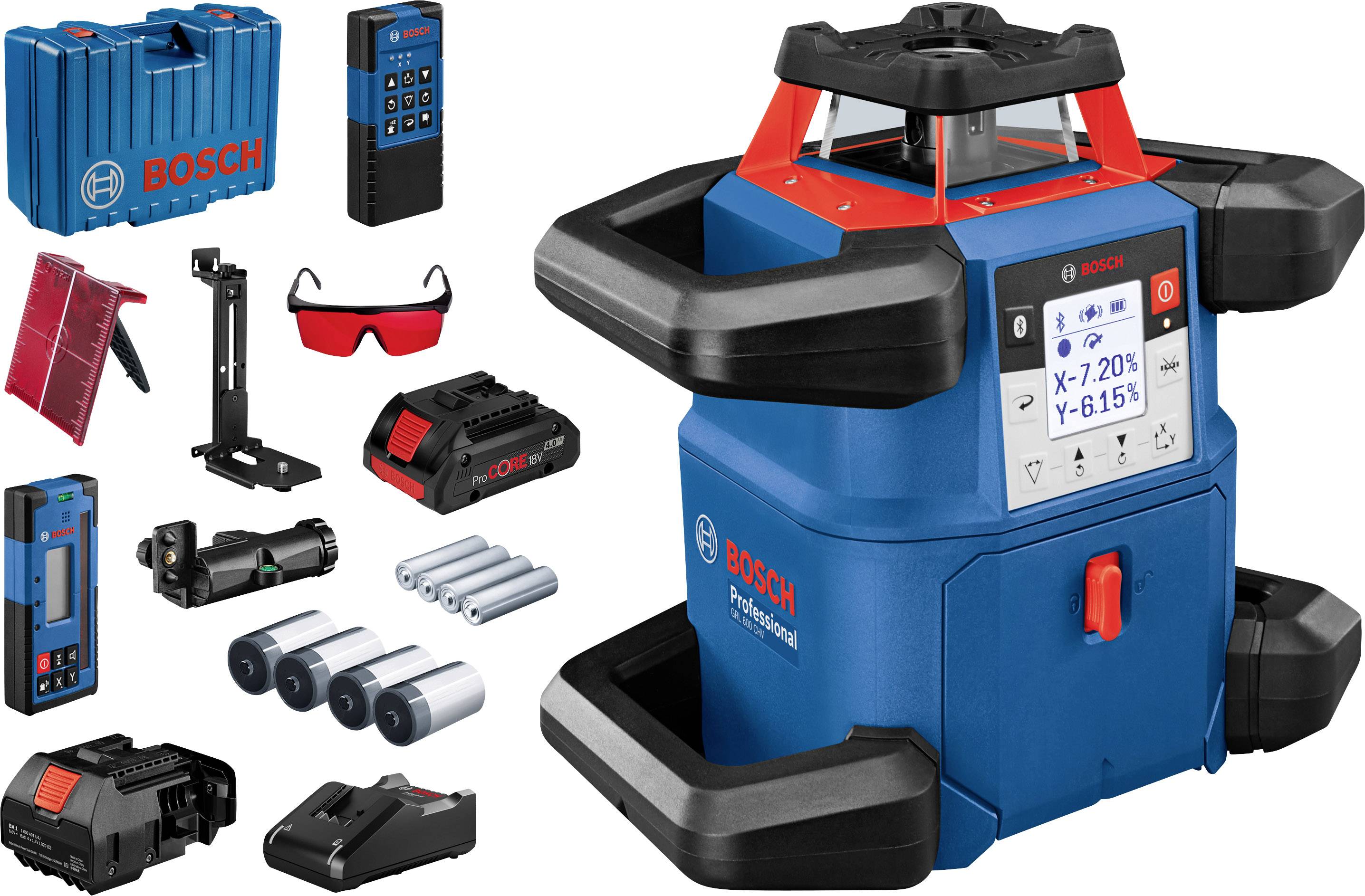 Laser rotatif connecté 18V GRL 600 CHV Professional + 1 batterie Procore 4Ah + chargeur + coffret standard - BOSCH - 060-4
