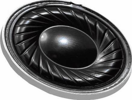 Membrane de haut-parleur avec un motif dynamique et un cône central, placée dans un boîtier métallique.