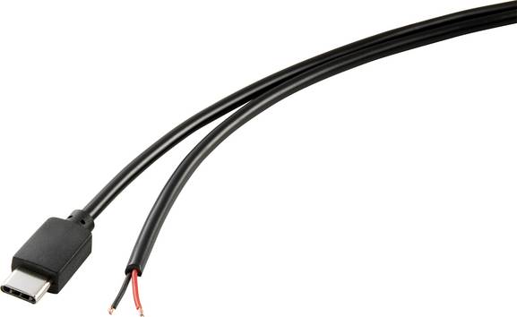 TRU COMPONENTS  Câble d'alimentation Raspberry Pi® [1x USB-C® mâle - 1x extrémité(s) ouverte(s)] 1.00 m noir